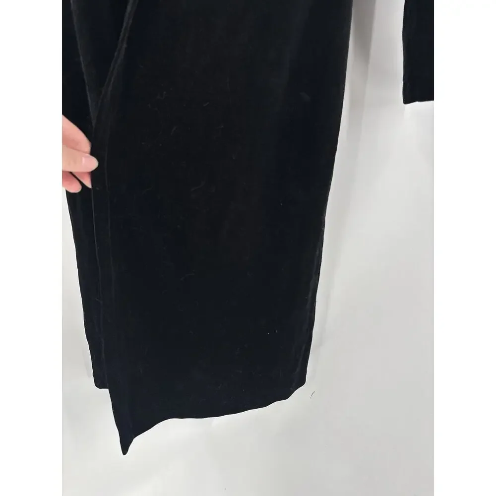Jackie Jon Vintage Cardigan Sweater Womens Medium Black Velvet Feather Collared